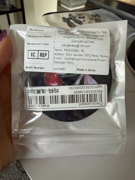 Pink Bow Cherry Car Coasters - Picture 6 of 6